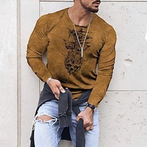 Men's T shirt Tee Tee Graphic Skull Ship Crew Neck Clothing Apparel 3D Print Outdoor Daily Long Sleeve Print Designer Comfort Leisure Lightinthebox