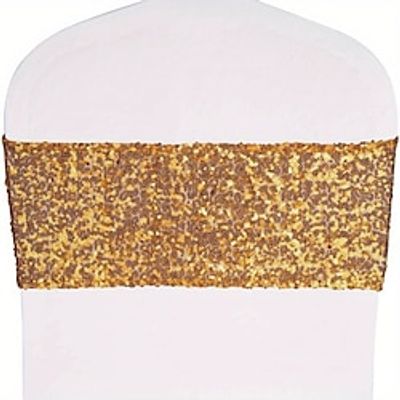 2pcs Stretch Sequin Chair Sashes Chair Bands One-Sided Sequins Decor For Hotel Wedding Reception Party Event Chair Cover Lightinthebox