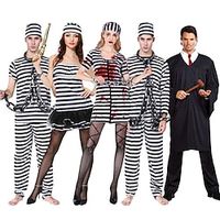 Prisoner Couples' Costumes Men's Women's Movie Cosplay Cosplay Halloween Gray Black Top Dress Pants Halloween Carnival Masquerade Polyester  Tie Lightinthebox - thumbnail