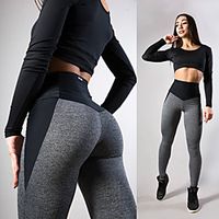 Women's High Waist Running Tights Leggings Yoga Pants Patchwork Tights Leggings Thermal Warm Tummy Control Butt Lift Solid Color Grey Yoga Fitness Gym Workout Winter Sports Activewear Micro-elastic Lightinthebox - thumbnail