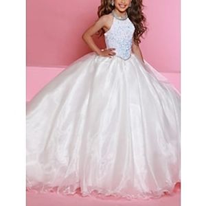 Princess Sweep  Brush Train Flower Girl Dress Wedding Party Girls Cute Prom Dress Organza with Solid Color Mini Bridal Fit 3-16 Years Lightinthebox