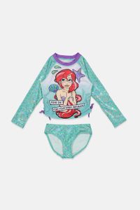 Girls Ariel 2pc Long Sleeve Rash Guard Set  Mint Combo