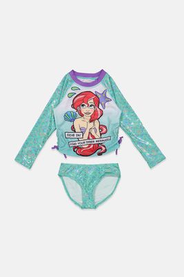Girls Ariel 2pc Long Sleeve Rash Guard Set  Mint Combo