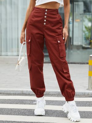 YOINS Side Pockets Button Front Cargo Pants YOINS Side Pockets Button Front Cargo Pants