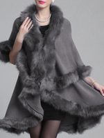 Faux Fur Layered Women Cloak Coats