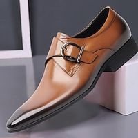 Men's Oxfords Formal Shoes Brogue Business Casual Daily Office  Career Faux Leather Comfortable Wear Resistance Black Wine Brown Summer Spring Fall miniinthebox - thumbnail