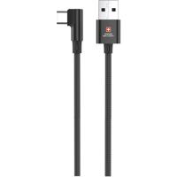 Swiss Military USB to Type C 2M Braided Cable + Data Sync Black | Durable Braided Cable for Fast Charging and Data Transfer in Black