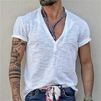 Men's T shirt Tee Tee Short Sleeve Shirt Tee Top Plain V Neck Street Vacation Short Sleeve Clothing Apparel Fashion Designer Basic Lightinthebox