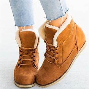 Women's Sneakers Boots Platform Boots Snow Boots Combat Boots Outdoor Work Daily Leopard Fleece Lined Booties Ankle Boots Wedge Heel Hidden Heel Round Toe Vintage Fashion Casual Suede Lace-up Leopard miniinthebox