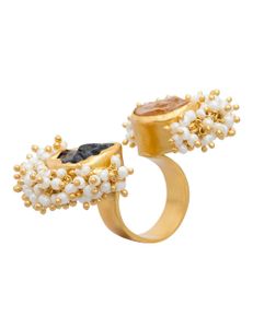 Pearl kissed  Topaz and Citrine Ring