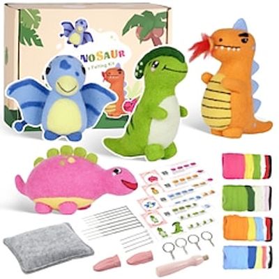 Crochet Kit for Beginners, Beginner Crochet Starter Kit with Step-by-Step Video Tutorials, Beginner Crochet Kit for Adults Kids, Knitting Kit for Beginners Wool Felt Poke Music Diy Material Bag Cute Cartoon Dinosaur Baby 4 Pack Children's Toys Lightinthebox