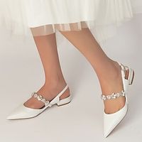 Women's Wedding Shoes Dress Shoes Wedding Party Daily Wedding Flats Bridal Shoes Bridesmaid Shoes Rhinestone Flat Heel Pointed Toe Elegant Fashion Luxurious Sparkling Glitter Ankle Strap White Silver Lightinthebox - thumbnail