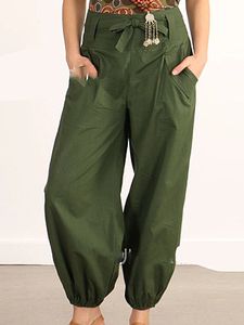 Solid Color Cotton And Linen Casual Pants
