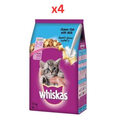 Whiskas Junior Ocean Fish With Milk Dry Cat Food 1.1Kg (Pack of 4)