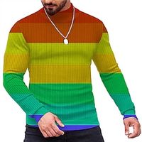 Rainbow Stripe LGBT Casual Men's Print Knitting Pullover Sweater Jumper Knitwear Outdoor Daily Vacation Long Sleeve Turtleneck Sweaters Red Fuchsia Green Fall Winter S M L Sweaters Lightinthebox - thumbnail