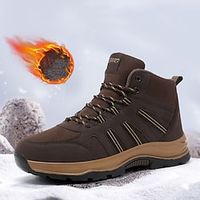 Men's Women Boots Snow Boots Winter Boots Fleece lined Hiking Cycling Shoes Casual British Daily Office  Career Suede Waterproof Warm Slip Resistant Booties / Ankle Boots Lace-up Wine Black Purple miniinthebox - thumbnail