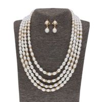 Sri Jagdamba Pearls Abdhija 4 Lines Oval Pearl Set - JPJUN-20-259