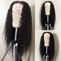 Human Hair 4x13 Closure Wig Middle Part style Indian Hair Burmese Hair Curly Natural Wig 150% Density Party Women Fashion Comfortable Women's Medium Length Human Hair Lace Wig Lightinthebox Lightinthebox - thumbnail