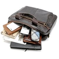 Big Capacity Business Briefcase Genuine Leather Crossbody Bag Shoulder Bag For Men