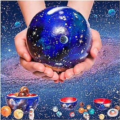 Wooden Solar System Cosmos Learning Game Toys, 8 Planets Sun and Moon Astronaut and Rocket Model, Wooden Solar System Nesting Toy Lightinthebox