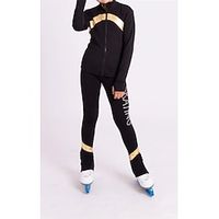Over The Boot Figure Skating Tights Figure Skating Fleece Jacket Figure Skating Pants Women's Girls' Ice Skating Jacket Tights Top Black Dark Blue Patchwork Thumbhole Spandex Stretchy Training Lightinthebox