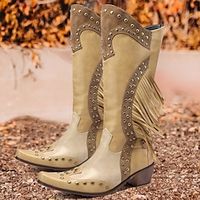 Men's Women Boots Biker boots Cowboy Boots Retro Walking Casual Daily PU Comfortable Booties  Ankle Boots Loafer Black Red khaki Spring Fall Lightinthebox - thumbnail