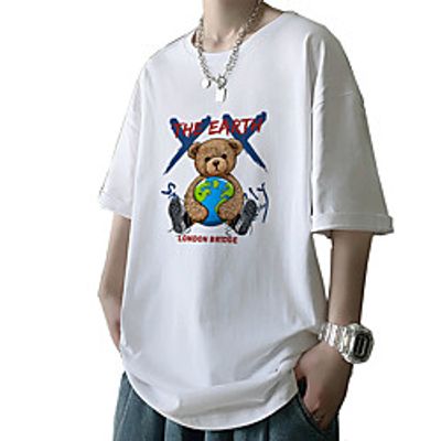 Men's Unisex Tee T shirt Hot Stamping Graphic Prints Toy Bear Plus Size Print Short Sleeve Casual Tops Cotton Basic Fashion Designer Big and Tall White Black Khaki miniinthebox