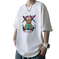 Men's Unisex Tee T shirt Hot Stamping Graphic Prints Toy Bear Plus Size Print Short Sleeve Casual Tops Cotton Basic Fashion Designer Big and Tall White Black Khaki miniinthebox - thumbnail