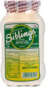 Siblings Sweet Coconut Gel Natadecoco White - 340 Gm Pack Of 12 (UAE Delivery Only)