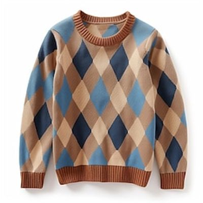 Argyle Business Men's Knitting Print Pullover Sweater Jumper Knitwear Outdoor Daily Vacation Long Sleeve Crewneck Sweaters Brown Khaki Apricot Fall Winter S M L Sweaters Lightinthebox