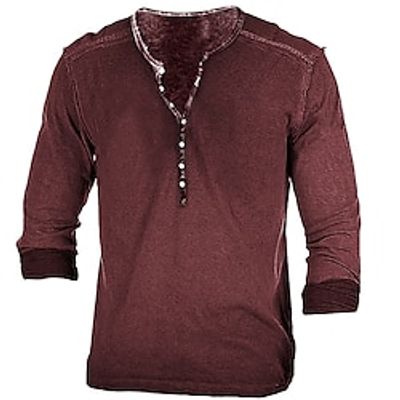 Men's T shirt Tee Henley Shirt Tee Top Plain Henley Street Vacation Long Sleeve Clothing Apparel Fashion Designer Basic Lightinthebox