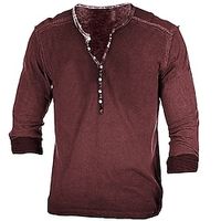 Men's T shirt Tee Henley Shirt Tee Top Plain Henley Street Vacation Long Sleeve Clothing Apparel Fashion Designer Basic Lightinthebox - thumbnail
