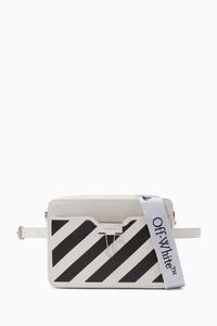Diagonal Stripe Camera Bag in Leather
