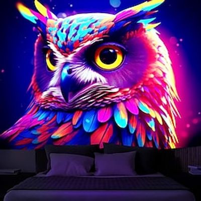 Blacklight Tapestry UV Reactive Glow in the Trippy Owl Animal Misty Nature Landscape Hanging Tapestry Wall Art Mural for Living Room Bedroom miniinthebox Blacklight Tapestry UV Reactive Glow in the Trippy Owl Animal Misty Nature Landscape Hanging Tapestry Wall Art Mural for Living Room Bedroom miniinthebox