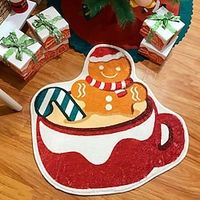 Christmas Rugs Cute Gingerbread Bathroom Rug Bath Mat Decor Decorative Orange Gingerbread Absorbent Washable Non Slip Rug for Home Bathtub Kitchen Christmas Decor miniinthebox - thumbnail