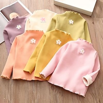 Toddler Girls' T shirt Floral Outdoor Long Sleeve Active Cotton 3-7 Years Winter Green Purple Pink  Fall Lightinthebox