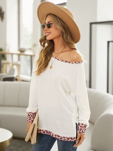YOINS Patchwork Leopard Round Neck Long Seeves Tee