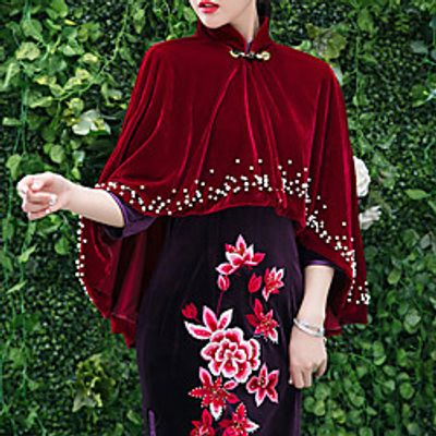Long Sleeve Formal Style Elegant Velvet Event Party Wedding Party Women's Wrap With Beading Lightinthebox Long Sleeve Formal Style Elegant Velvet Event Party Wedding Party Women's Wrap With Beading Lightinthebox