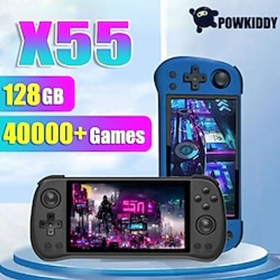 POWKIDDY X55 5.5 INCH Handheld Portable Video Game Consoles EE Linux System TV HDMI Retro Player 512G 60000 Games PSP PS1 Gift miniinthebox