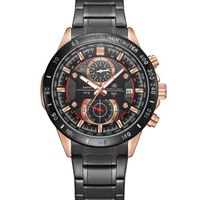 Kenneth Scott Men's Quartz Movement Watch, Chronograph Display and Stainless Steel Strap - K22104-KBBB, Black