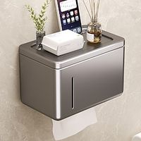 1PC Bathroom Tissue Storage Box  Toilet Paper Holder  Wall MountedTissue Dispenser Container  Bathroom Hanging Tissue Storage Rack Bathroom Accessories Lightinthebox - thumbnail