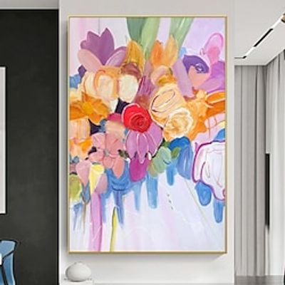 Mintura Handmade Abstract Flowers Oil Paintings On Canvas Wall Art Decoration Modern Picture For Home Decor Rolled Frameless Unstretched Painting Lightinthebox