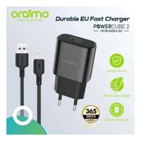 Oraimo OCW-U65S+L53 Efficient And Durable Iphone Charger, Black