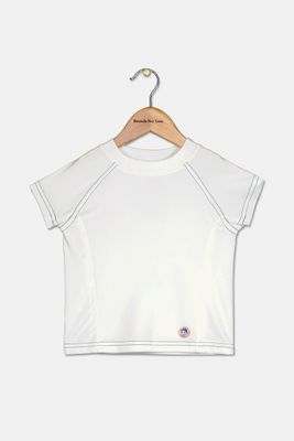 Toddler Boys Solid Swim Tee  White/Navy