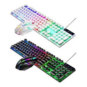 steampunk gaming mechanical keyboard metal panel round retro keycap backlit Lightinthebox