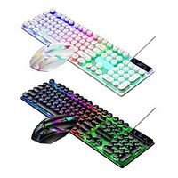 steampunk gaming mechanical keyboard metal panel round retro keycap backlit Lightinthebox - thumbnail