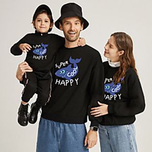 Family Look Sweatshirt Letter Animal Sports  Outdoor Print Black Long Sleeve Active Matching Outfits  Winter  Spring  Casual Lightinthebox