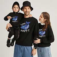 Family Look Sweatshirt Letter Animal Sports  Outdoor Print Black Long Sleeve Active Matching Outfits  Winter  Spring  Casual Lightinthebox - thumbnail