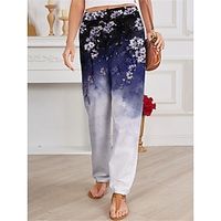 Women's Chinos Pants Trousers Long Faux Linen Pocket Active Fashion Street Daily Wear Blue Green S M Spring Lightinthebox - thumbnail