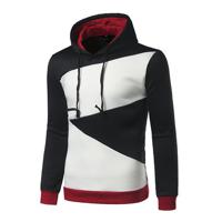 Mens Fall Winter Stitching Color Hip-Hop Casual Sport Hooded Tops - thumbnail